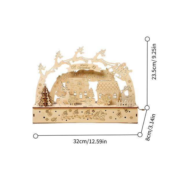 3D dřevěné puzzle se světlými vánočními stavebnicemi Řemeslné puzzle hračky Dřevěné domácí dekorace Vánoční dárky pro děti