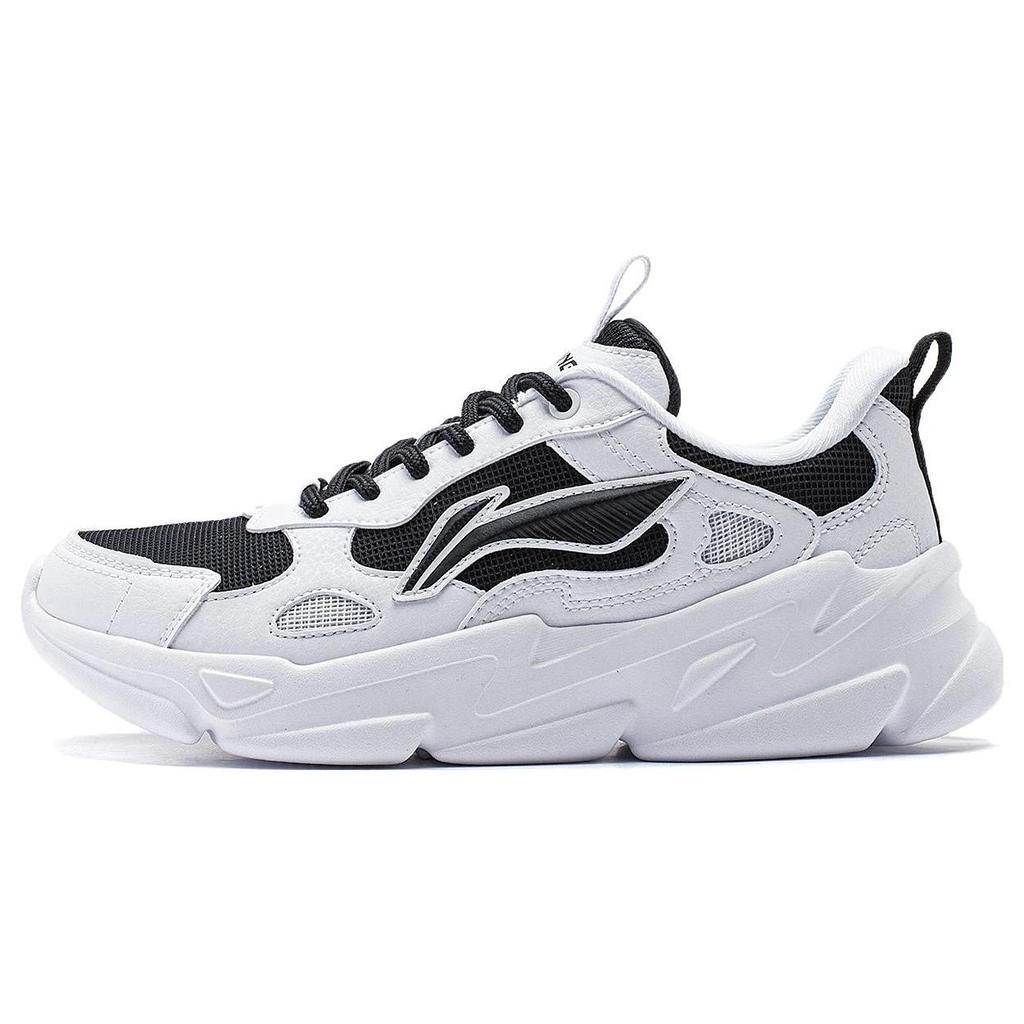 Li-Ning Flowing Fire Durable Shock Absorption Low-Top Casual Shoes Women Sneakers Black White AGCT388-5