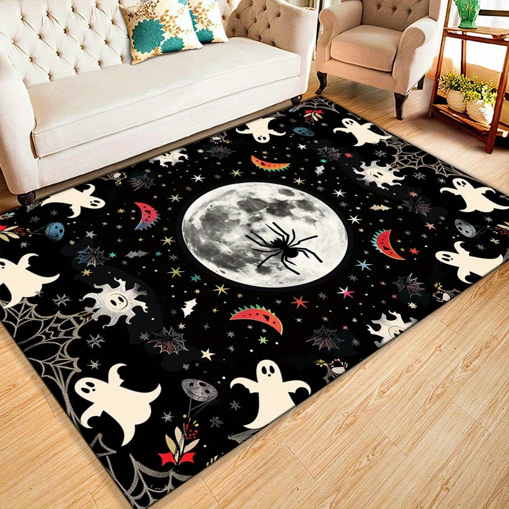 

Halloween Ghost Printed Area Rug: Spider & Moon Pattern Carpet for Easy Cleaning and Durable Use in Bedrooms and Living Spaces 50x80cm