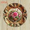 Metal Art Floral Wall Decor Vintage Gold Pink Roses European Style Home Cafe Garage