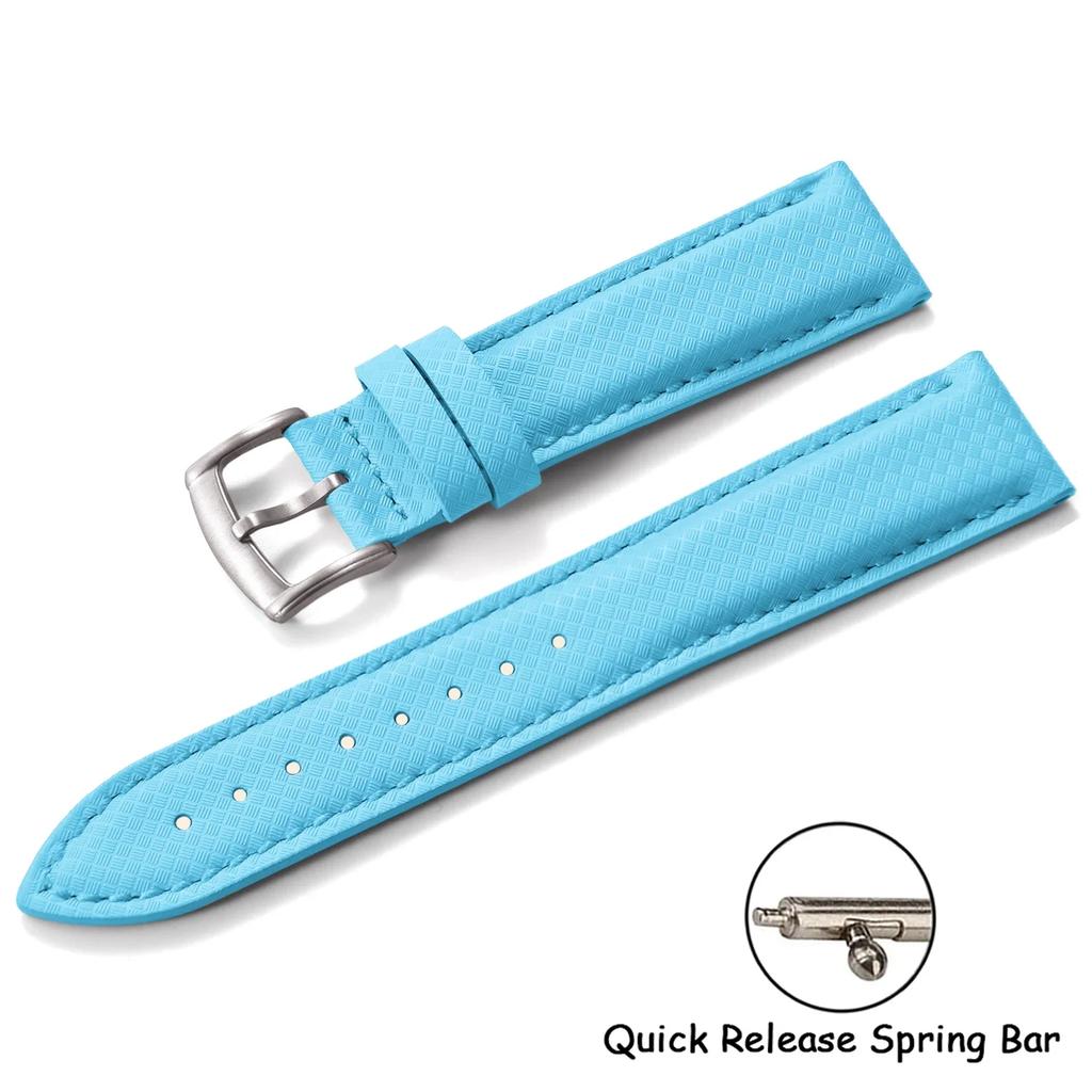 New Design FKM Rubber Leather Watch Strap 18mm 19mm 20mm 22mm Quick Release For Delugs Sailcloth Watch Bands Universal Wristband