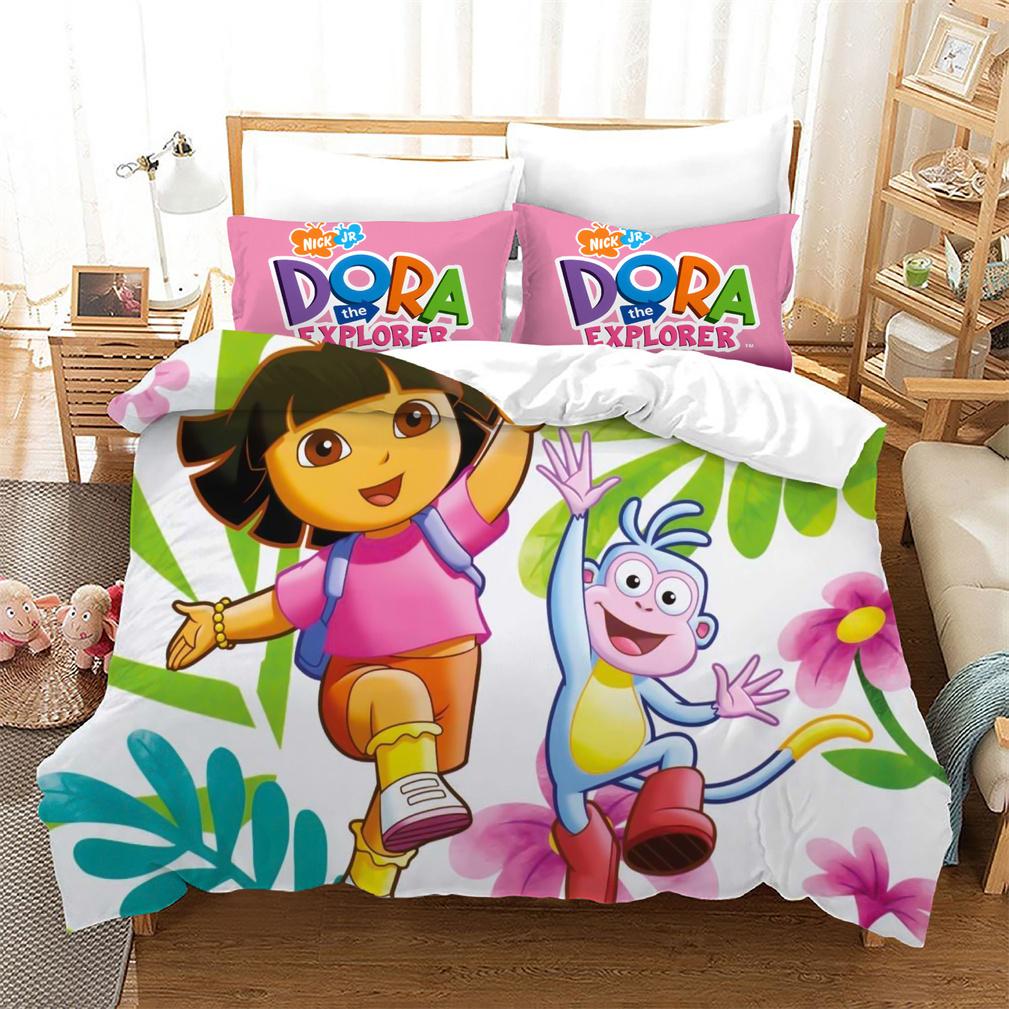 Girl D-dora Cartoon Bedding Set for Boys Girls Duvet Cover Set And Pillowcase Included Twin Queen King Full Single Double Size 135x200cm
