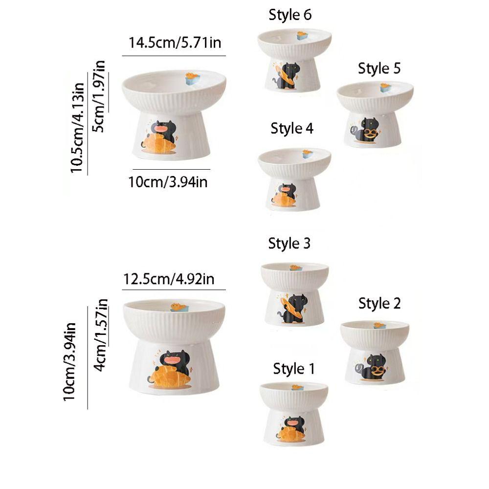 Cartoon Ceramic Cat Bowl Cute Dog Food Feeding Basin Pet High Foot Bowl Water Container