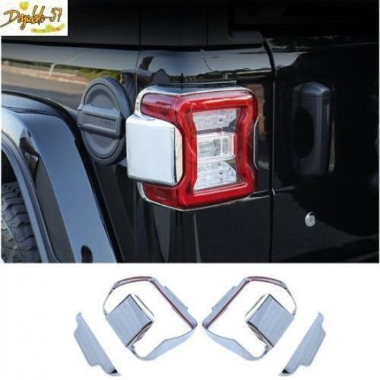 4X ABS Chrome Rear Tail Light Lamp Cover Trim For Jeep Wrangler JL 2018- NEW