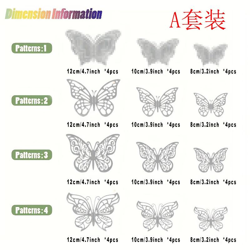 48Pcs/4Set 3D Butterfly Wall Decor 4 Styles 3 Sizes,Butterfly Decorations For Butterfly Birthday Party Cake Room Decorations