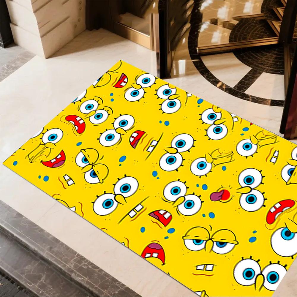 Yellow Spongebob Happiness Area Rug Design for Foyer Dining Room Study room Hallway Anti-slip Rug Decorate Offices