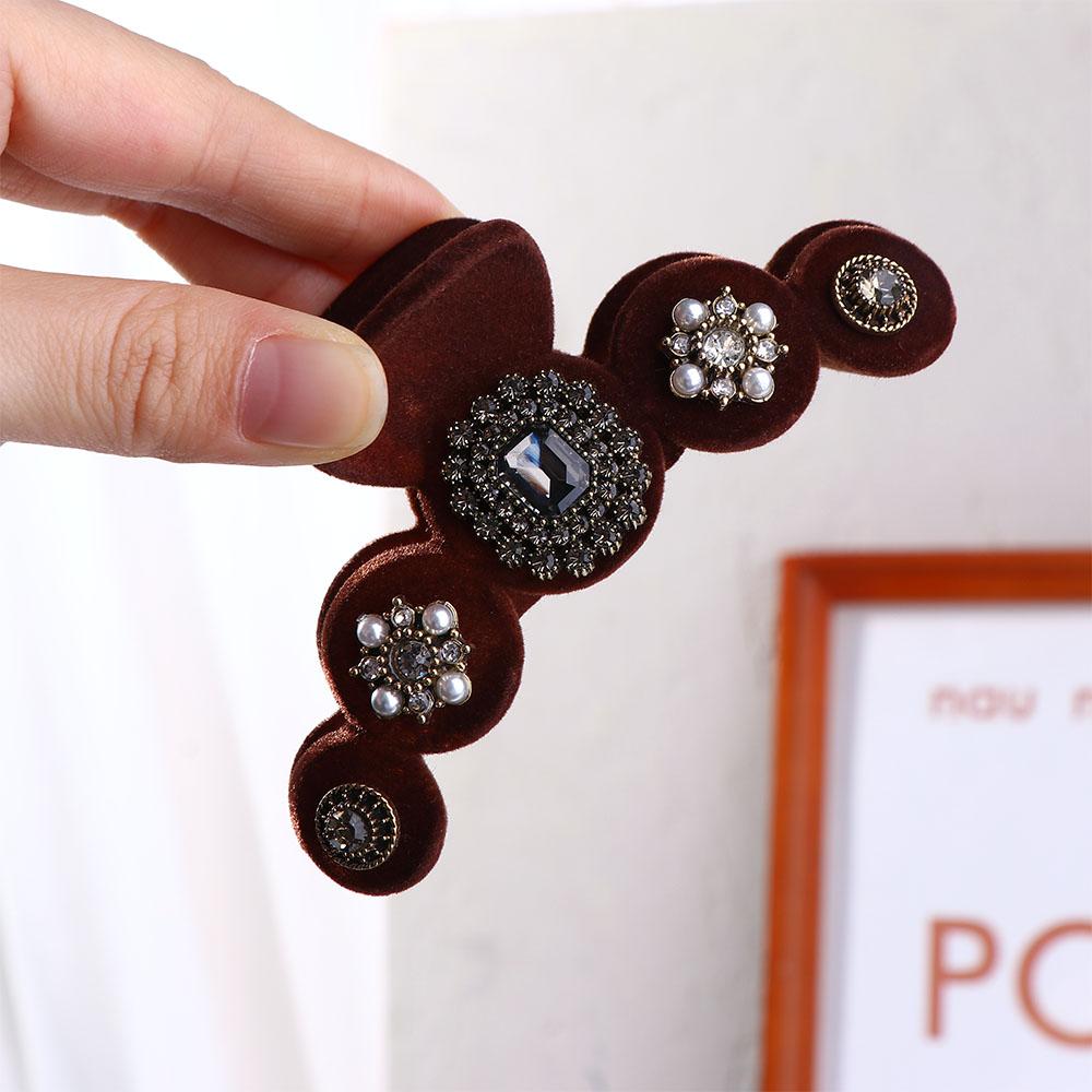 Autumn For Girls Winter Velvet Pearl Baroque Hairgrip Korean Ponytail Holder Women Hair Claws Crystal Shark Clip