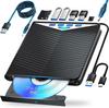 External Blu-ray Drive, USB-A/C Compatible, Playback/Read/Write/Burn, BD/CD/DVD Player, Portable Blu-ray Drive, Windows/Mac Compatible, with 120cm Pow