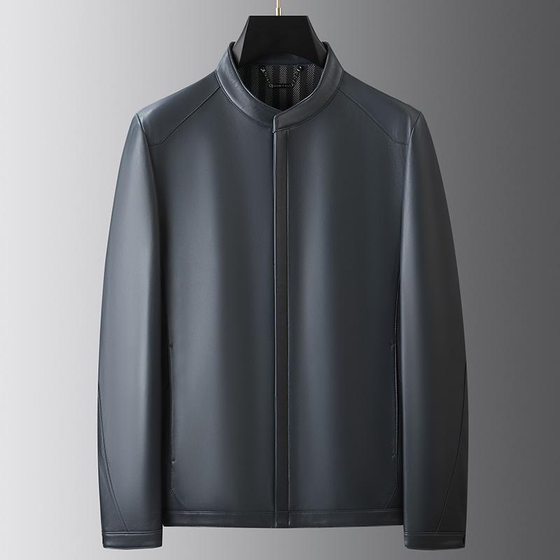 

Новые осенние и зимние мужские куртки из натуральной кожи, повседневные куртки из овчины, повседневные мужские универсальные однотонные кожаные куртки с воротником-стойкой 170