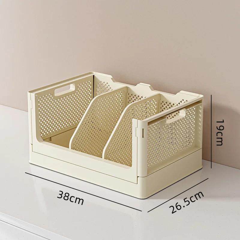 Desktop Book Storage Basket Stackable Large Capacity Folding Storage Box for Sundries Organizer Portable Storage Bin with Handle