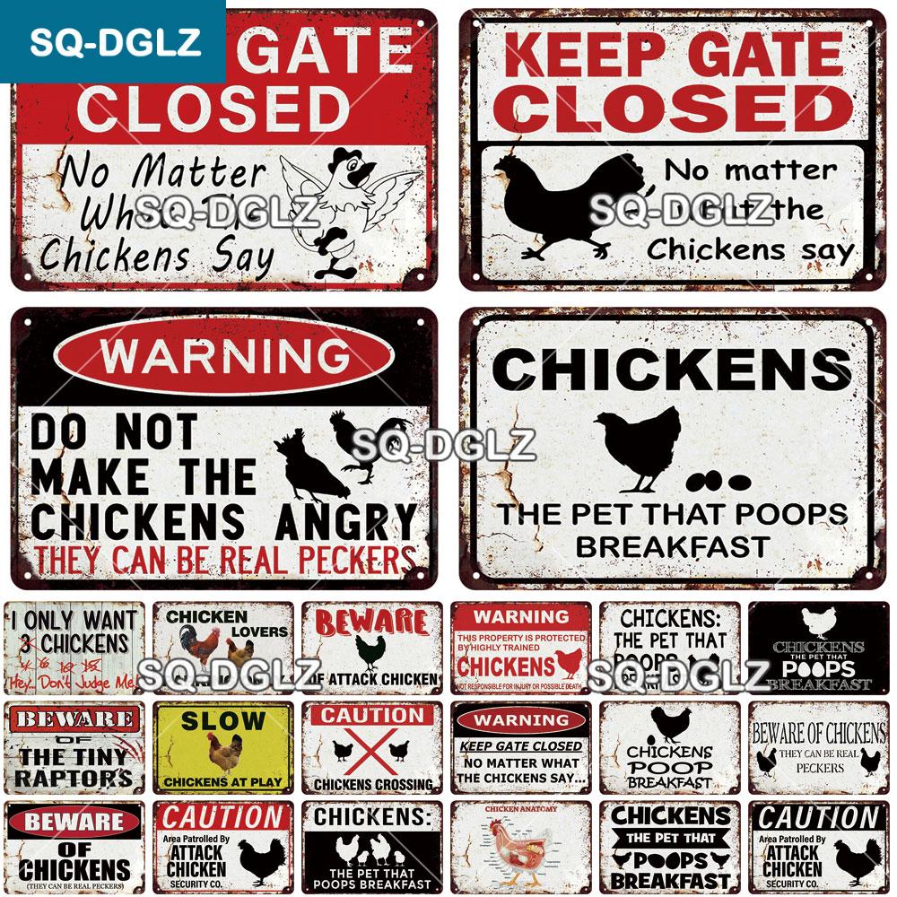 

SQ-DGLZ ВинтажНые ворота Закрытые куры Жестяной знак Металлическая вывеска Магазин Тарелка Домашний бар Стена Декор Наклейка Украшение Плакат
