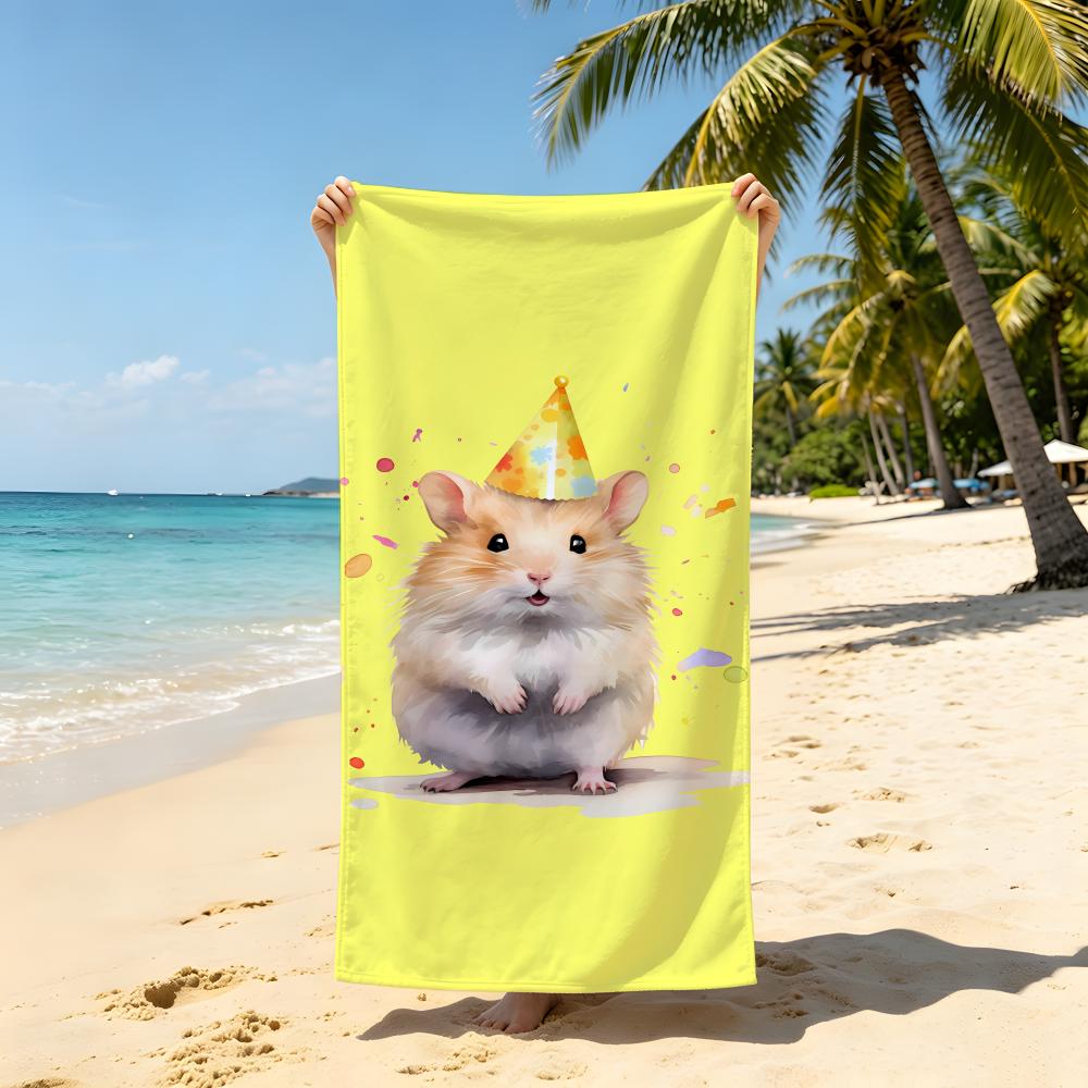 Art Watercolor Breakfast Hamster Towel Beach Blanket Towel For Travel Gym Shower Luxury Lightweight Camping Pool Hot