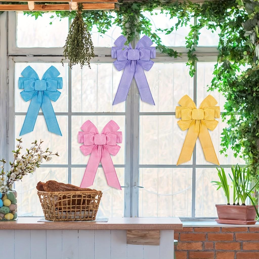 Beautiful Spring Floral Wreath With Stylish Bow In Multiple Colors For Festive Decor