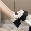 Fashion 10CM Women's High Platform Leather Shoes 2025 New Spring Heels Chunky Sneakers Female Hook&loop Loafers Walking Shoes Woman