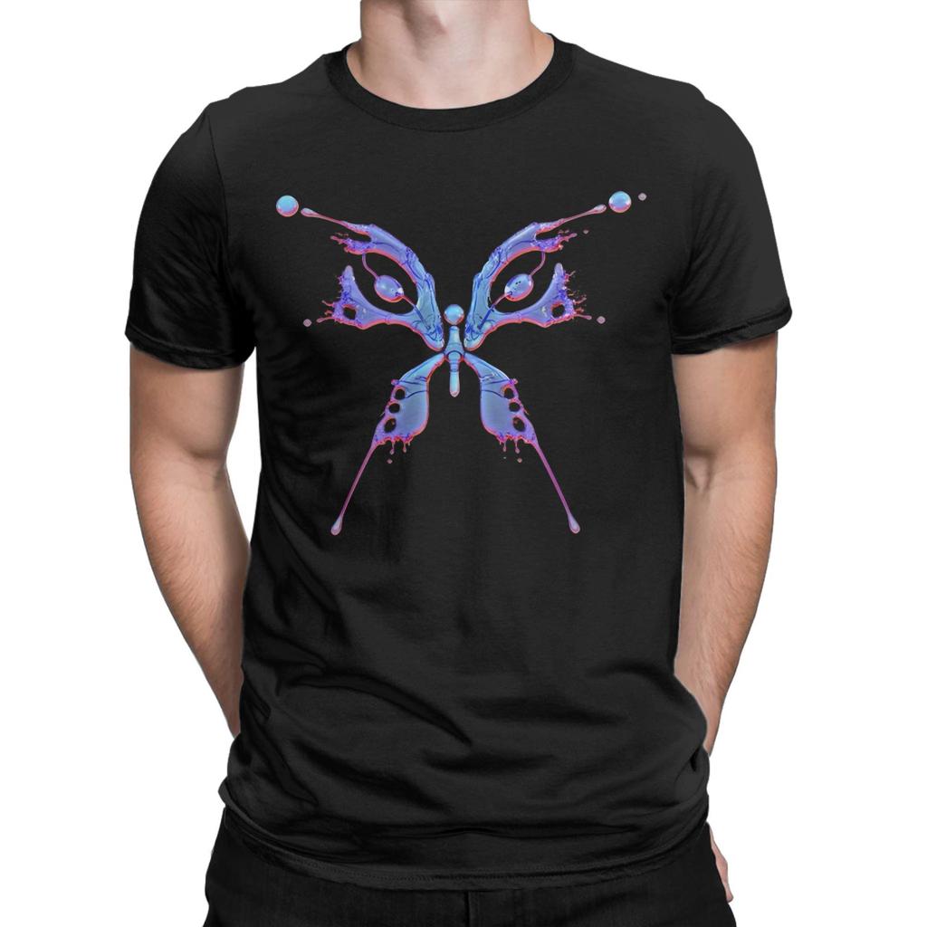Funny Katys Perrys Butterfly T-Shirts Men Round Neck Pure Cotton T Shirts  Short Sleeve Tees Plus Size Clothes
