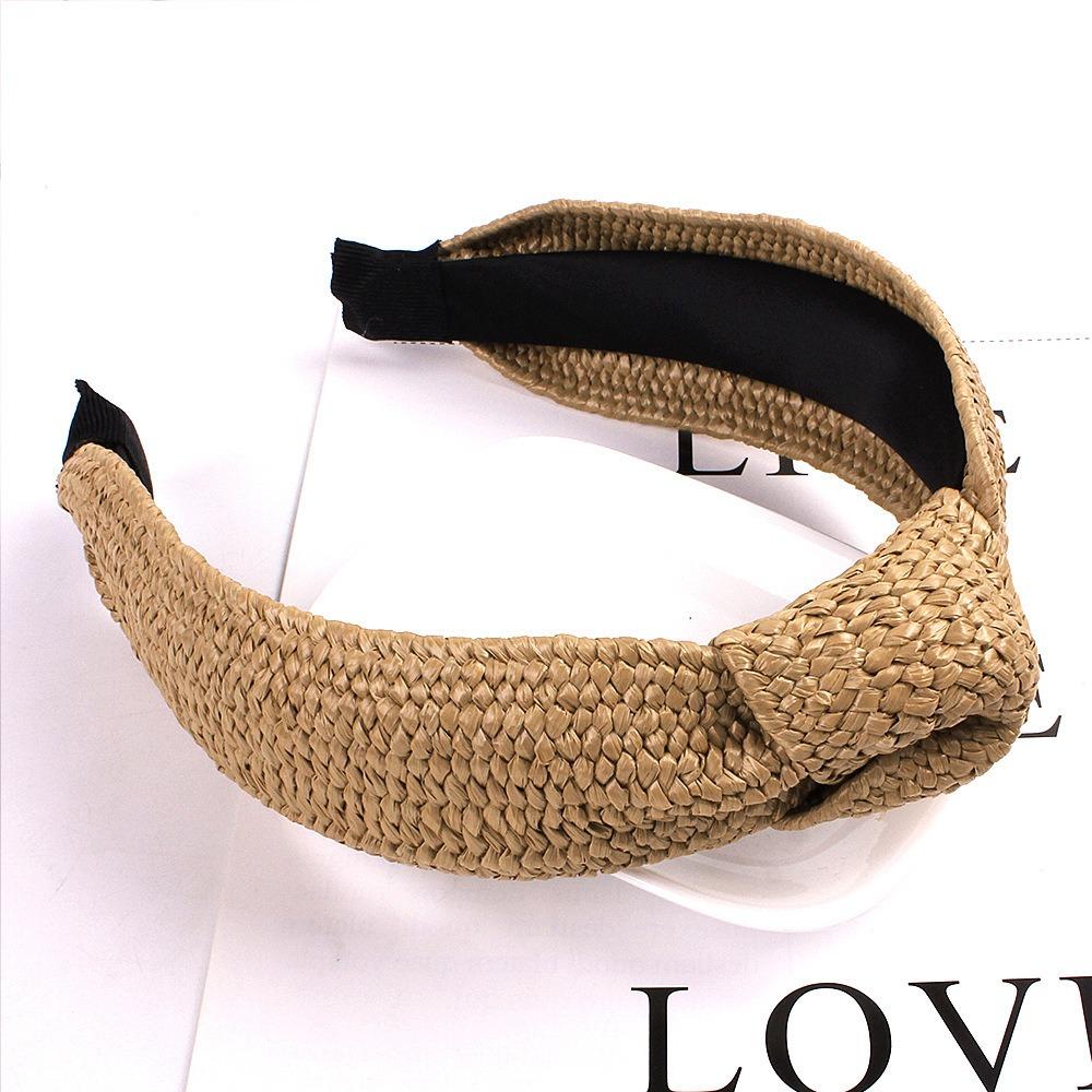 

Hot Bohemian Straw Headbands Soft Lightweight Wide Headband Woven Hair Head Summer хаки