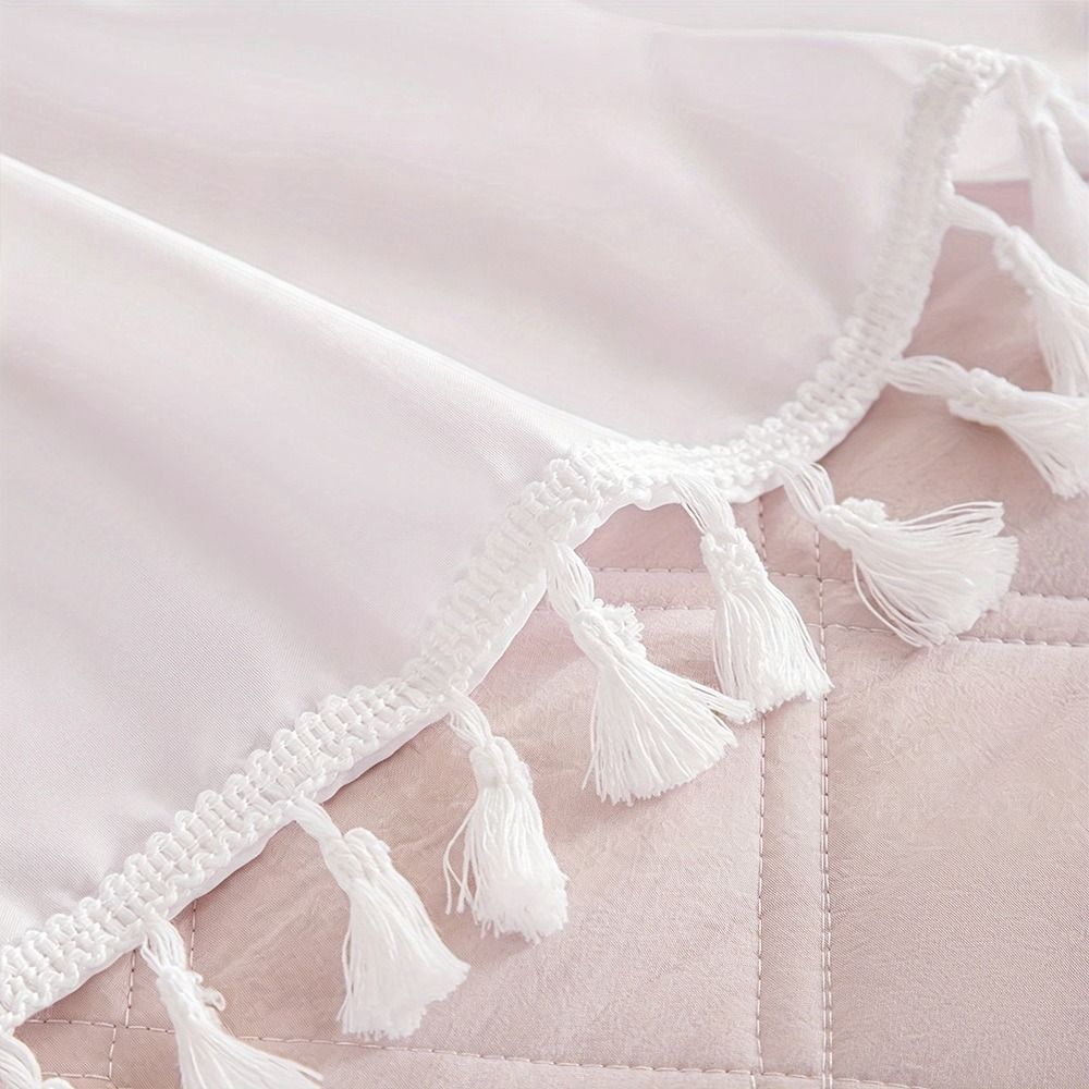 Wrinkle Resistant Tassel Bed Skirt Solid Color Bed Ruffles Wrap  Bedding Accessory