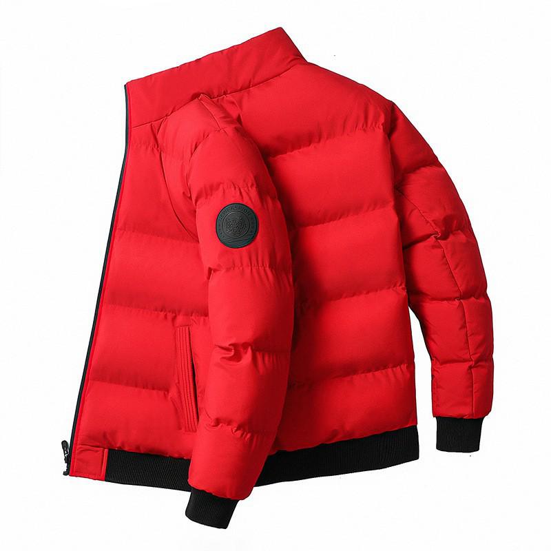 Brand Men's Winter Cotton Jacket, Autumn/Winter Warm Velvet Slim Fit, Versatile Fashion Casual with Stand Collar.