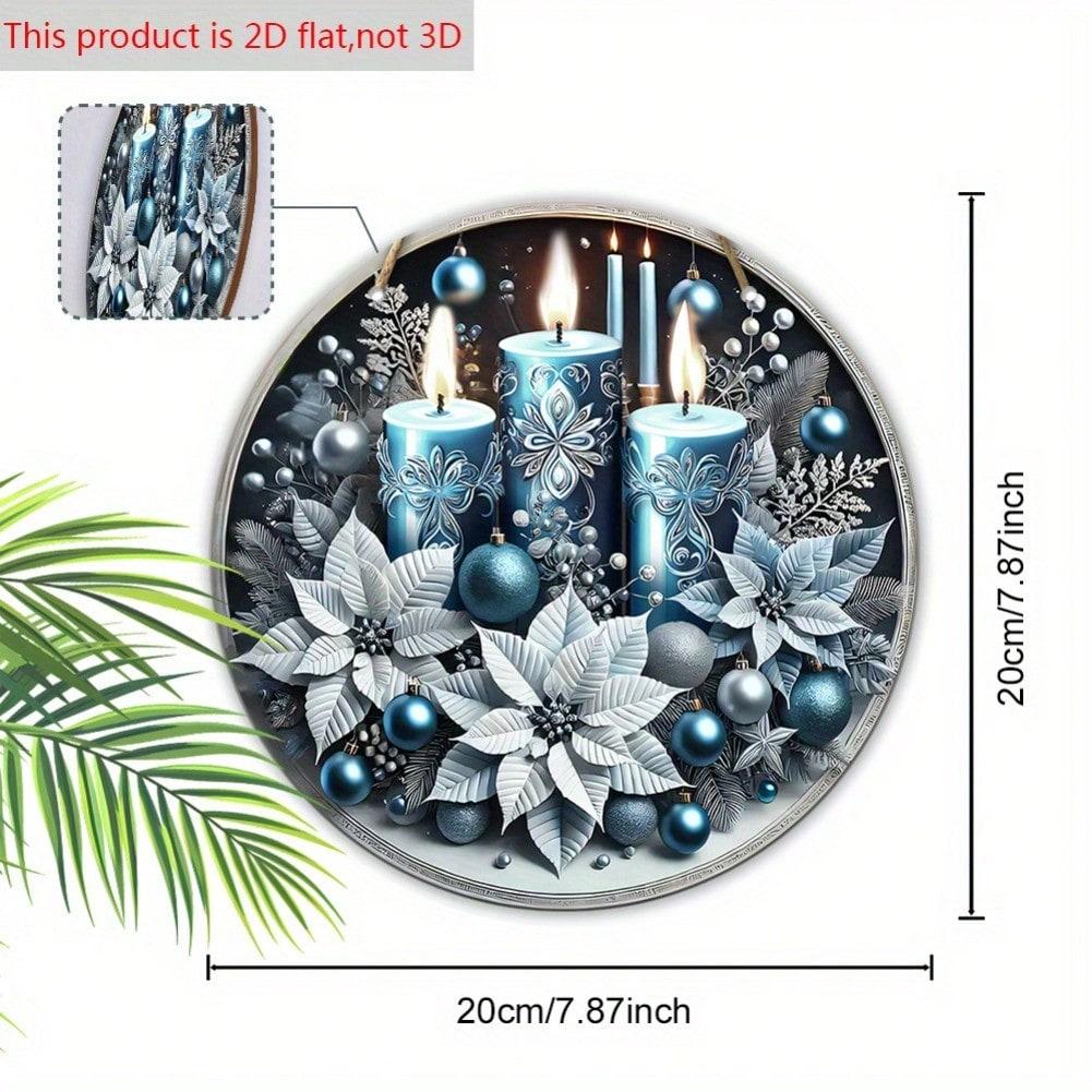

Flat Blue Wooden Christmas Plaque for Wall Front Door Home Decor 20x20
