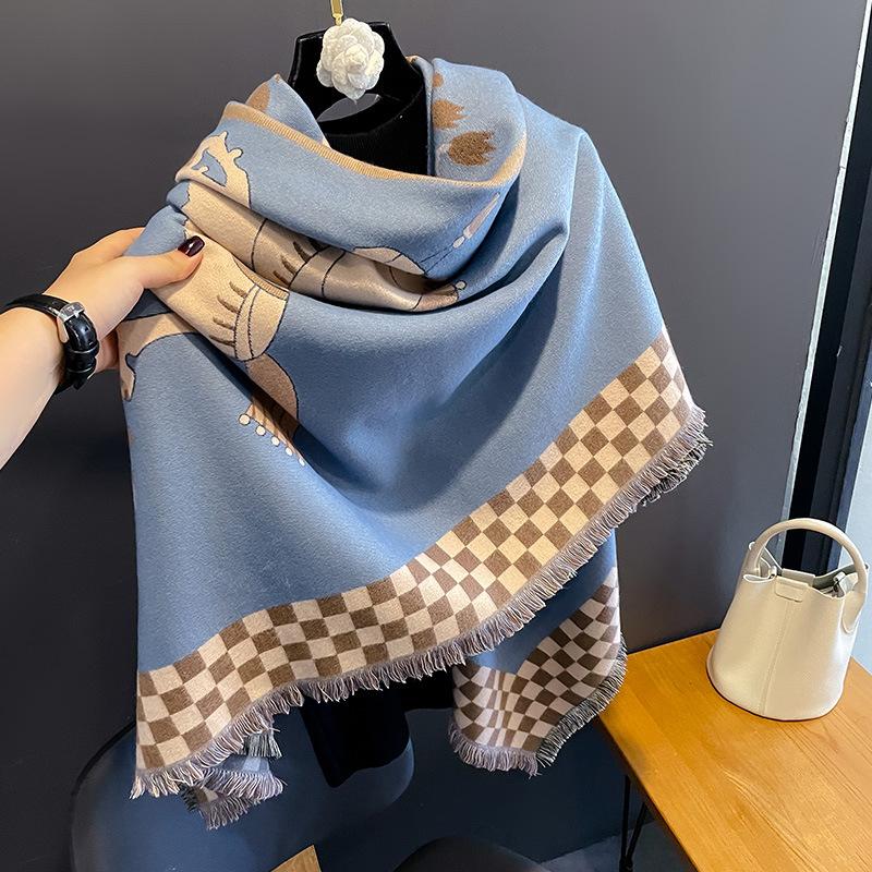 

Новый Осенне-Зимний Женский Палантин из Кашемира Пашмины Шаль Леди Толстый Шарф Модный Винтажный Шарф с Принтом Буфанда Эшарп Одеяло 132X134cm