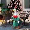 Santa Claus Goose Outfit Christmas Porch Goose Costume Festive Clothes And Hat for 23" High Cement or Plastic Goose Lawn Patio Garden Decor