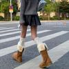Autumn and Winter Cashmere Calf Socks, Women's Bow Ribbon Knee-high Thickened Warm and Versatile Thigh-high Socks