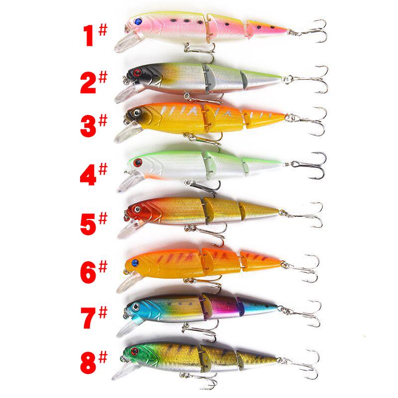 Señuelo Minnow de Tres Secciones de 8 Colores: Cebo Duro Realista de 11,5 cm/15 g para Pesca en Exteriores
