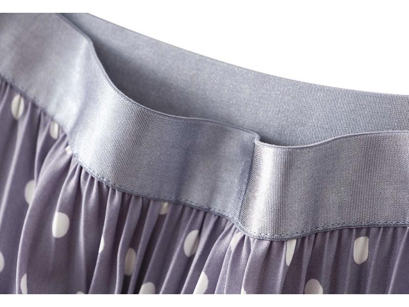 Korean-Japanese Polka Dot Pleated Midi Skirt, High Waist, Slimming, 2026 Spring/Summer Collection.