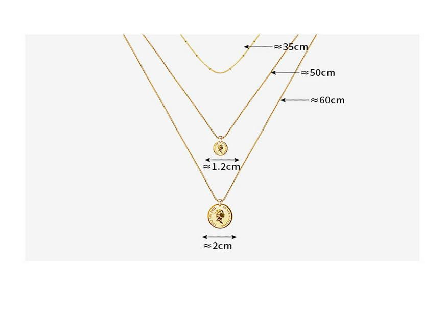 French Retro Style Portrait Beaded Necklace, 18K Gold-Plated Titanium Steel, P508