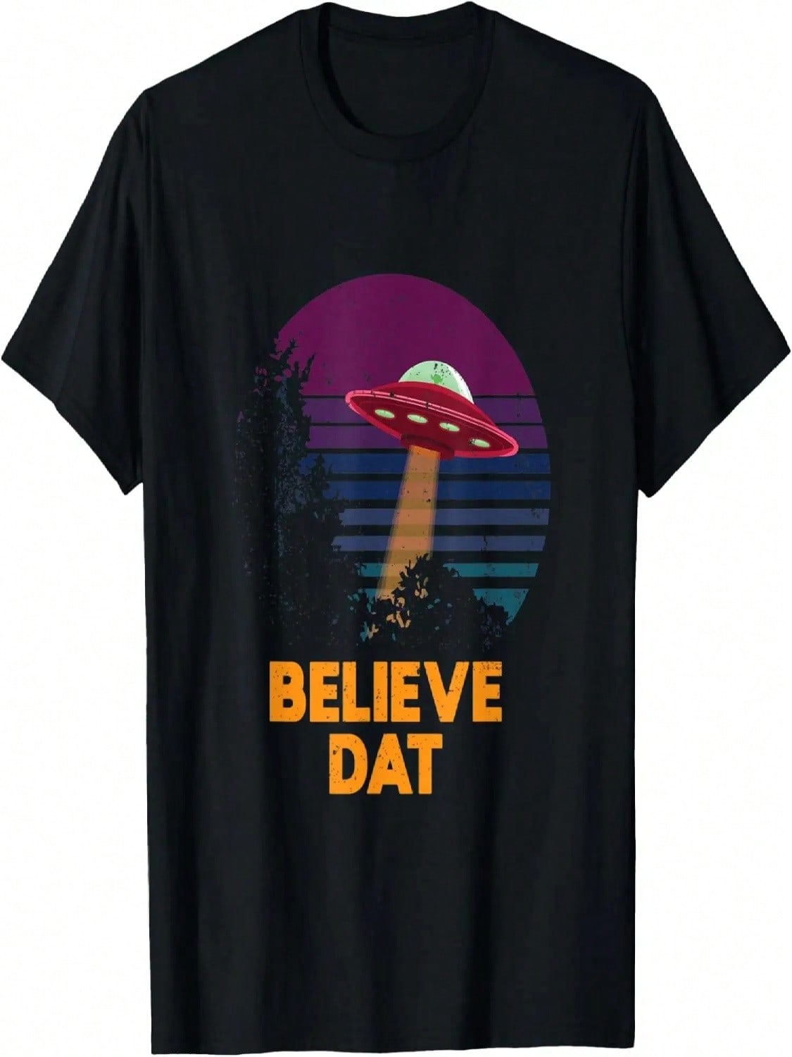 Vintage Believe Dat Retro Sunset Alien T-Shirt S разноцветный