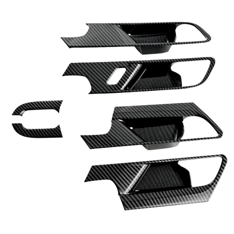 Car Inner Door Handle Bowl Covers For Mazda CX-50  ABS Plastic Carbon Fiber Black Interior Door Handles Bowl Cup Decoration