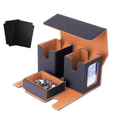 Deck Case Sammelkartenhülle Kartenschaufenster 200 Stück 3in1 Duplex Triple Sleeve Kompatibel mit 4 Trennwänden und 2 Top Loadern Lederinnenausstattung