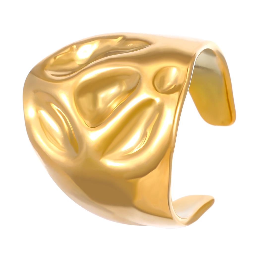 2026 Stil 18k Echtgold Edelstahlring Französischer leichter Luxusstil Wassertropfen glänzend Gold offener Ring Schmuck Frauen