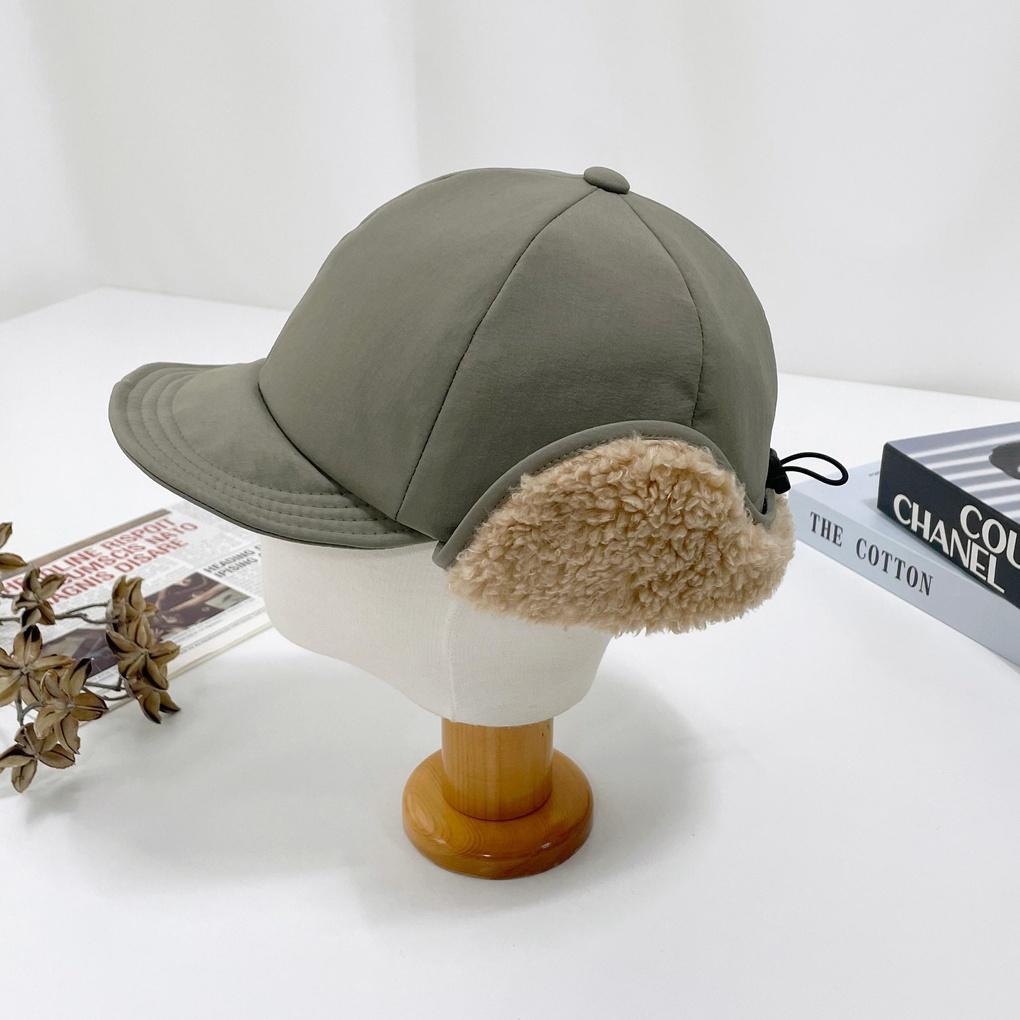 Damen- und Herren-String-Fleece-Ballkappe mit Ohrenklappen-Baseballkappe