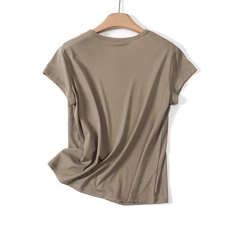 Dam T-shirt med rund hals och korta ärmar - Sommar Mode