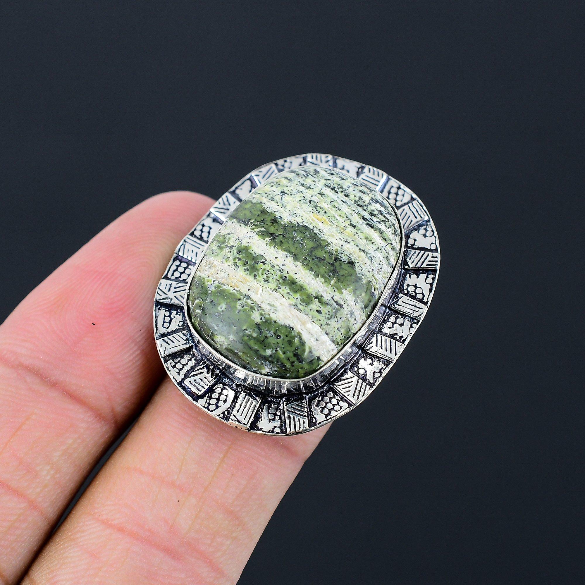 Womens day Sale 925 Silver Green Swiss Opal Stone New Sister Ring Jewelry Size 7 7
