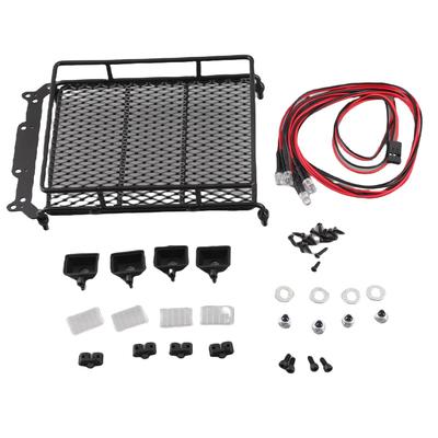 Middle Size Roof Rack Luggage With LED Lights Quadrate for SCX10 1 10 RC Car (4 White)
