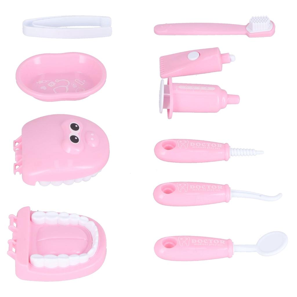 Children's Doctor Toy Set Simulation Dentist Play House Role Playing Medicine Box Stethoscope Children's Toy Set(Pink )