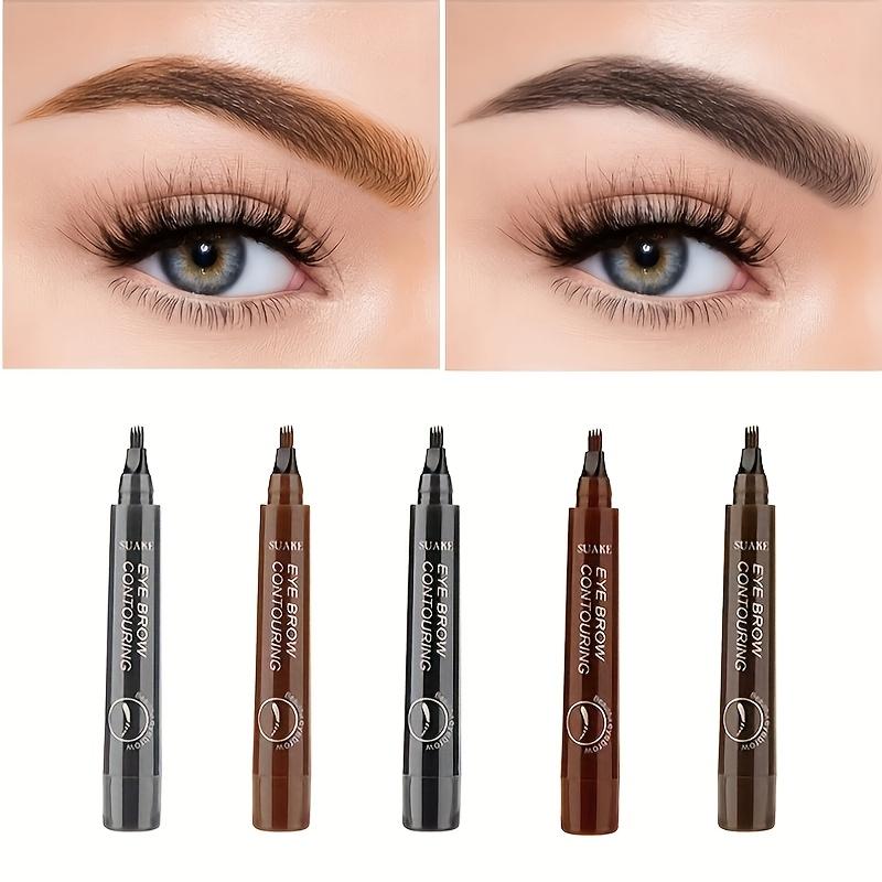 Matita per sopracciglia a 4 punte, matita per sopracciglia naturale, trucco naturale per sopracciglia, impermeabile, resistente al sudore, trucco marrone a lunga durata, disegna sopracciglia definite