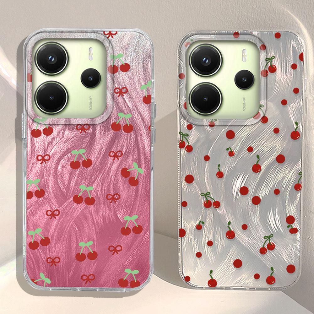 Summer Sweet Red Circular Dot Cherry Phone Case for Xiaomi Redmi 13C 14C A5 A3 A4 A3X Note 14 13 12 11 11S 10 Pro Silicone Cover