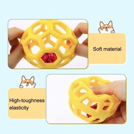 Pet Toy Hollow Ball Shape Built-in Bell Pet Toy Bite-Resistant Soft TPR Material Interactive Dog Toy Boredom Relief Dog Toy