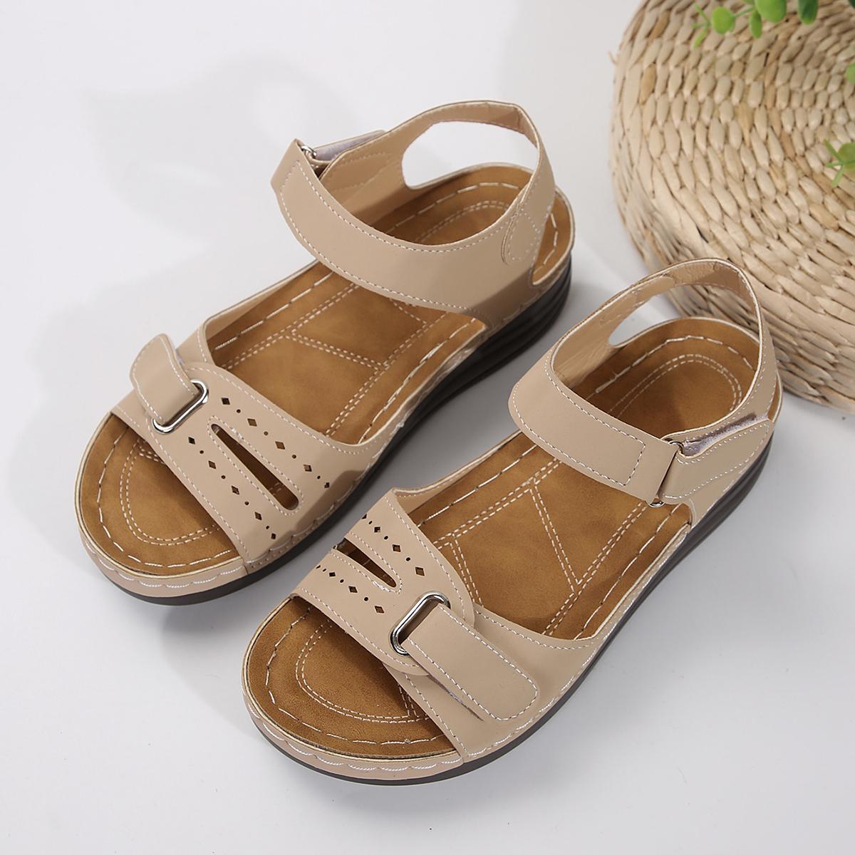 

Fashion 2024 Women Platform Sandals Summer New Trend Fashion Anti-slip Open Toe Shoes Big Size Lightweight Casual Slip on Wedges Sandals 36 бежевый
