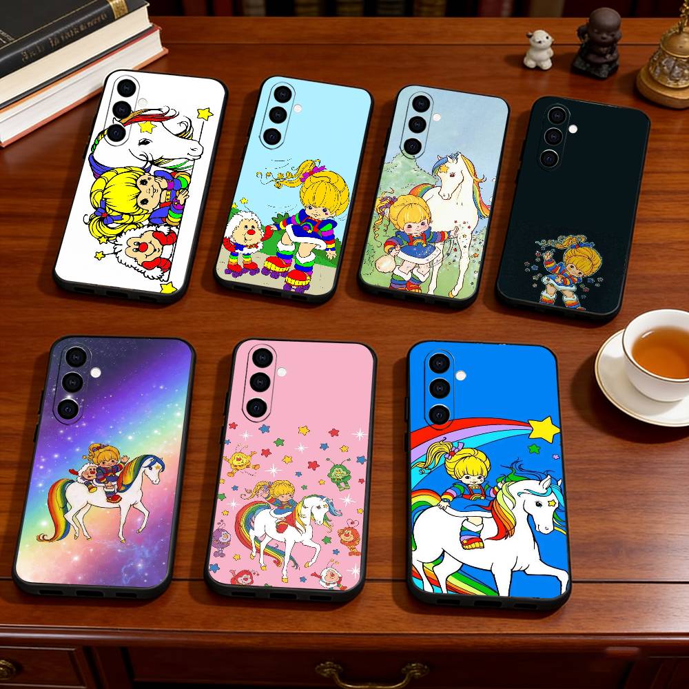 Cute Retro Rainbow Pony Phone Case For Samsung Galaxy A73,A72,A71,A70,A53,A52,A51,Others Soft Black Cover