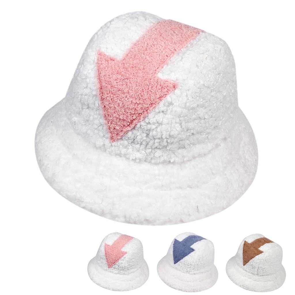 Unisex Arrow Decoration Fisherman Hat Winter Lamb Wool Thick Warm Cap Outdoor Windproof Bucket Hats Men and Women Hip Hop Caps