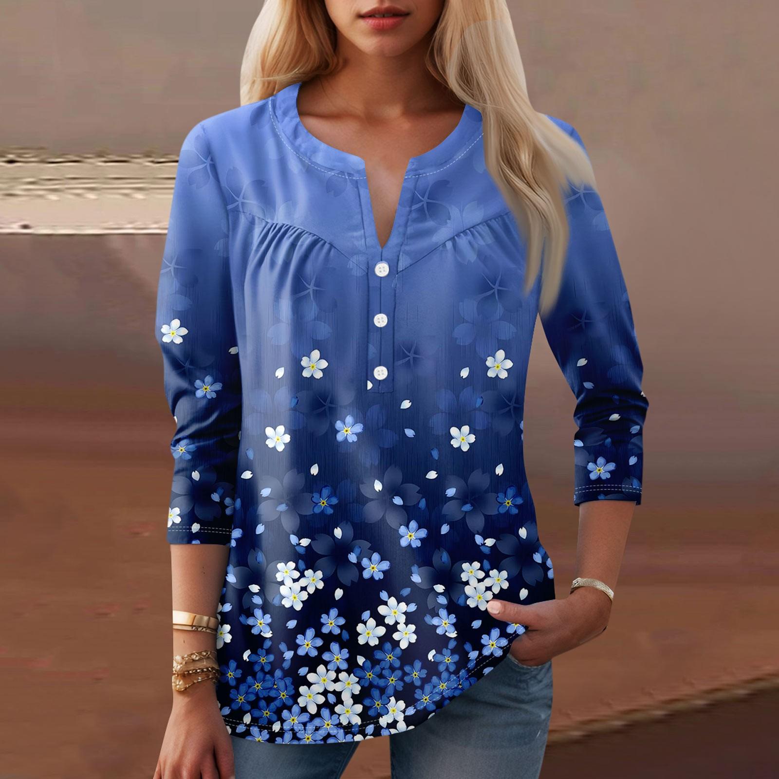 

Женская мода повседневный топ с длинным рукавом и круглым вырезом с цветочным принтом XL