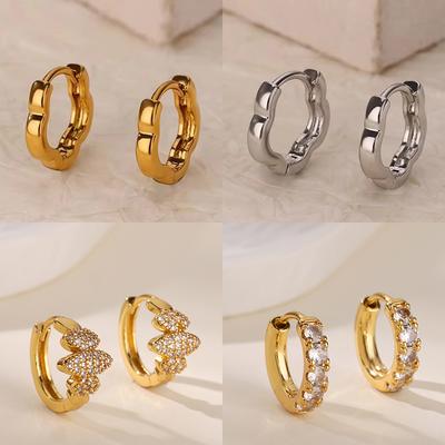Klobiger Blume Herz Creolen Ohrring Für Damen Goldfarbe Edelstahl Herz Hochzeit Ästhetischer Ohrring Schmuck Zubehör Geschenk
