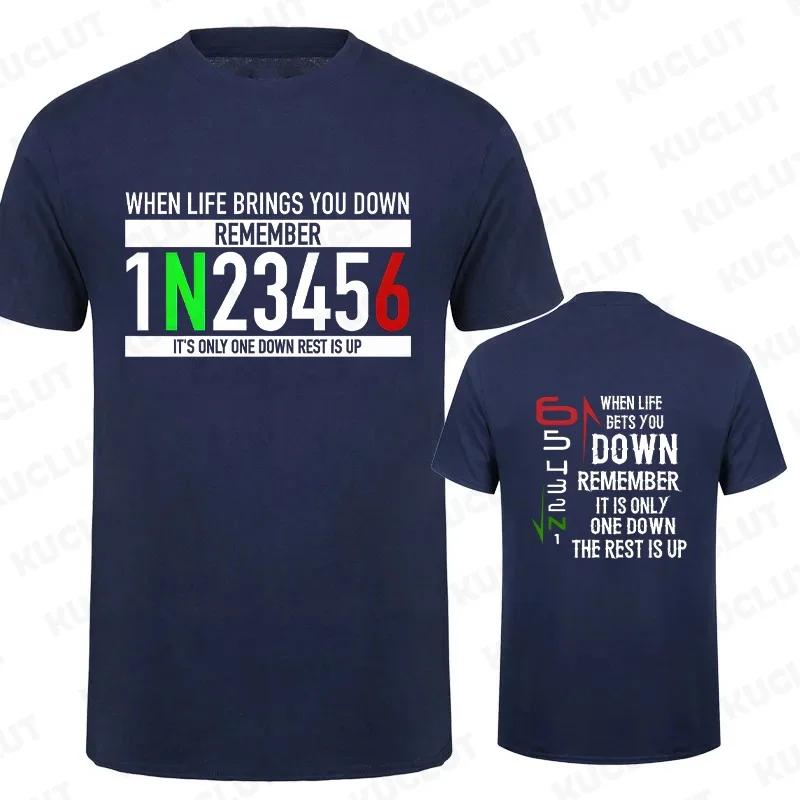 Motorcycle Gear Graphic T Shirts for Men Classic Male Tshirts When Life Gets You Down Print Tees Men Oversized Y2k Clothing