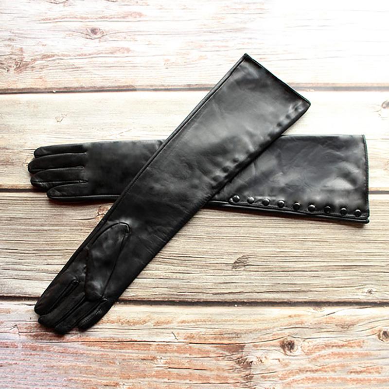 

Новые длинные перчатки из овчины, женская мода, простой стиль на молнии, осенне-зимние теплые, бархатная подкладка, рукава до локтя, бесплатная доставка 8 1/2