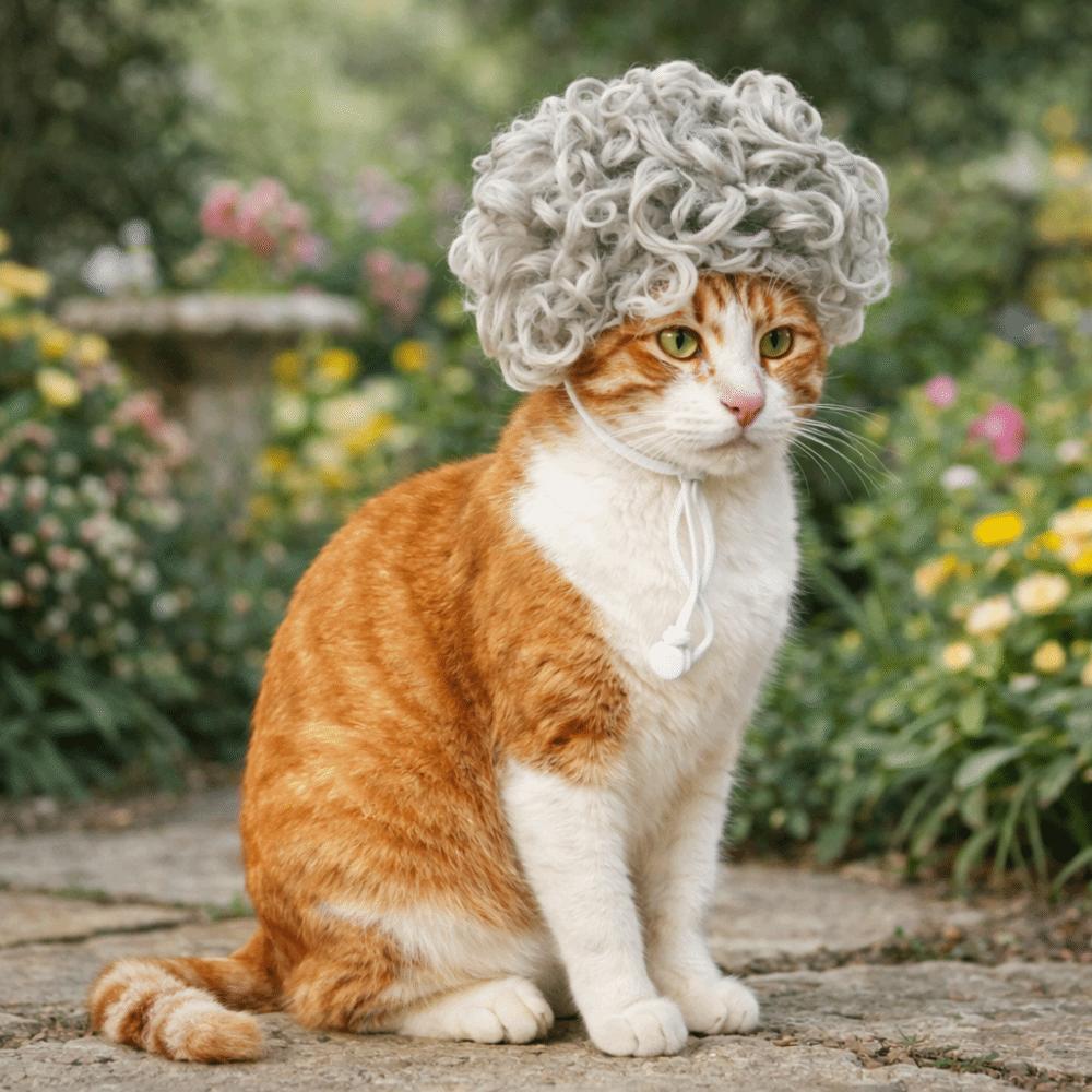 Elastic Band Cat Funny Headpiece Curly Cat Cosplay Headwear Pet Afro Wig  Photo Props