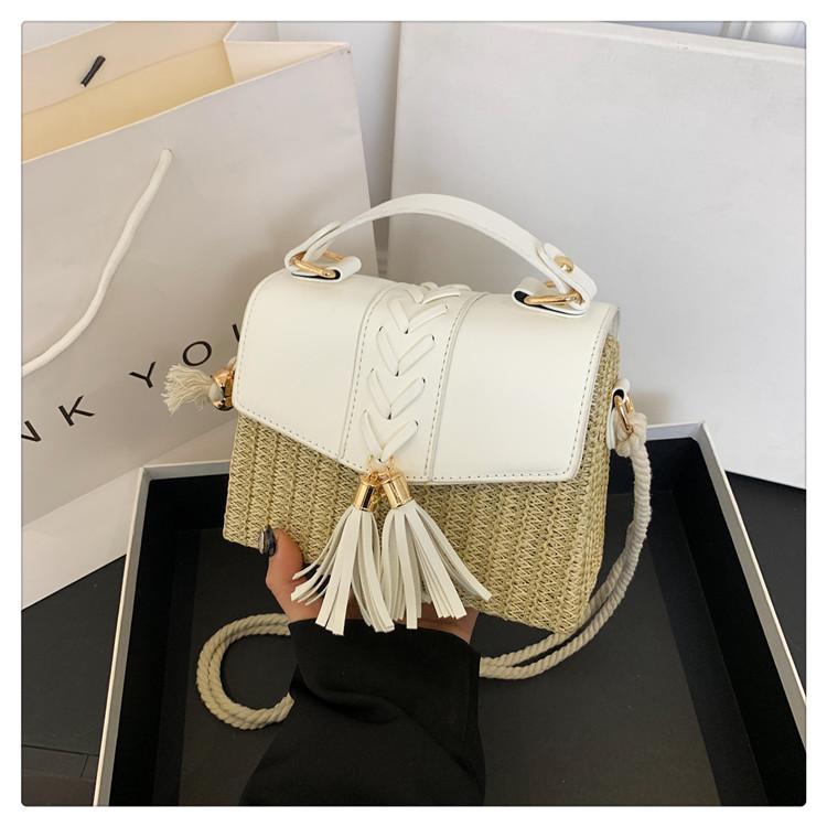 2024 Noua geantă de plajă portabilă cu iarbă țesută, geantă versatil cu ciucuri pentru fete, geantă de telefon mobil, geantă de mână